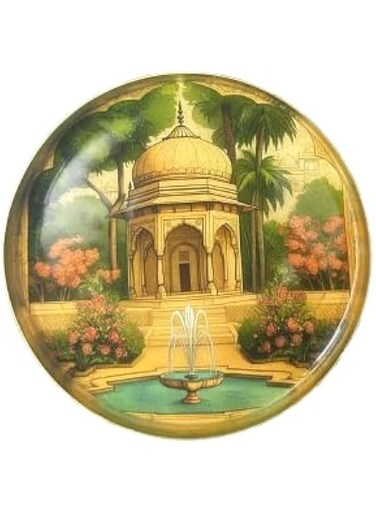 Acewood Mughal Arc' Hand-Enamelled beautiful Pure Brass Coasters for Cups Tea Coasters for Glasses Dining Table Coaster for Hot Pots Coasters for Office Tableware (Set of 2)