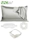 5PCS Pillowcase Set, Satin Pillowcases with Hair Tie Eye Mask and Face Scrunchie, Luxury Skin-friendly Sleep Set Grey