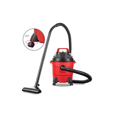 Wet/Dry Vacuum Cleaner with Wheels, 5-Piece Attachments, Red and Black