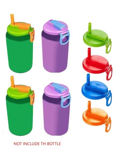 4 Pack 4 Color Soda Can Lids with Straw,Straws Soda &acirc;&euro;&lsaquo;Can Covers,BPA-Free, Reusable for Can CoversFor Soda, Beverage, Juice,Seltzer Colour Mixture