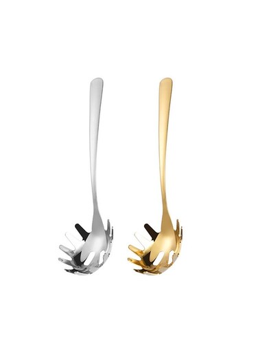 Premium Stainless Steel Slotted Spoons Set - Versatile Cooking Serving Utensils for Kitchen,Gold and Silver