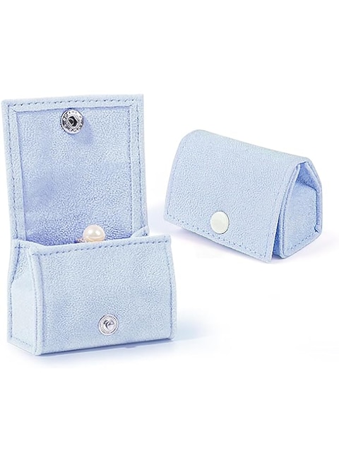 KASTWAVE Mini Velvet Ring Box - Elegant Blue Jewelry Pouch for Rings &amp; Earrings, Great Gift for Women, Girls, Moms &amp; Friends