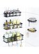 Care 5 Pack Shower Caddy Shelves Organizer with 4 Hooks, Stainless Steel Bathroom Self Adhesive Rack Storage Shelf for Inside Shower, Wall Organization Black