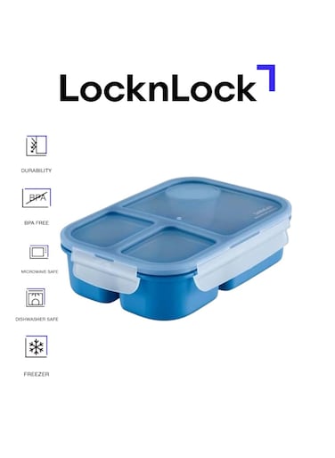 &amp; LOCK LocknLock To Go Lunchbox 980ml Blue - Leak-Proof, Compact, Microwave Safe