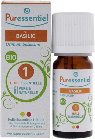 Puressentiel Bio Basil Essential Oil, 100% Pure And Natural, Ideal For Aromatherapy Or Stress Relief, 5ml