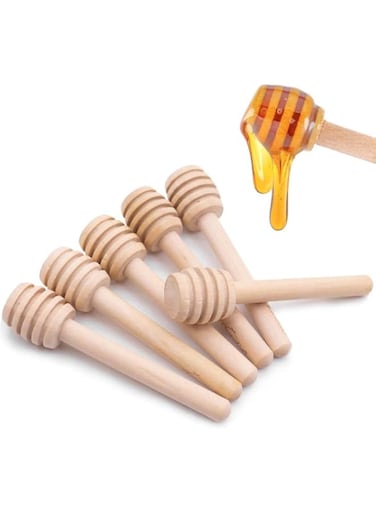 Excefore 6 Pack Mini Wooden Honey Dipper Sticks Mini Wood Honey Dipper Sticks, Individually Wrapped, Server for Honey Jar Dispense Drizzle Honey Wedding Party Favors