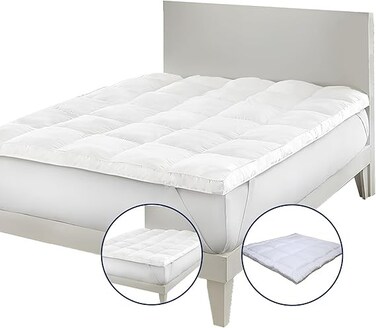 Infini Homes White Mattress Topper   1000GSM Microfiber Filling   Size 150x200 cm   Experience Luxurious Comfort and Support