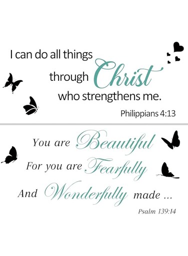 Large Bible Verse Wall Decals Christian Scripture Vinyl Wall Art Stickers God Inspirational Quotes Wall Decal Motivational Jesus Sayings Religious Wall Decor For Family Home Bedroom Living Room Church