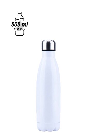 Insulated Water Bottle White/Silver 26.5 x 7cm