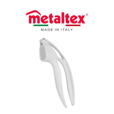 Metaltex Garlic Press &ndash; White Epoxy Coated, Durable &amp; Dishwasher Safe