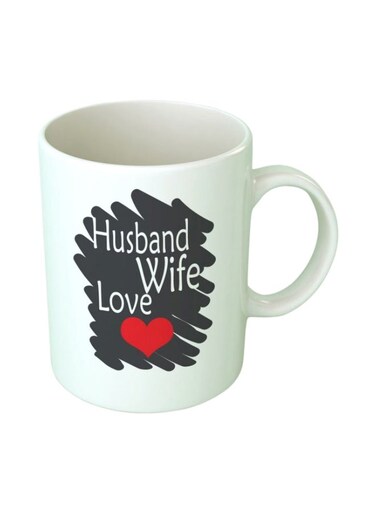 Print Husband Wife Love Printed Coffee Mug White/Black/Red Standard Size