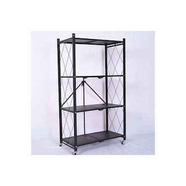 Heavy-Duty 4-Tier Metal Storage Rack with Wheels &ndash; Foldable Shelving Unit, Size 127&times;72&times;34 cm