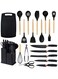 Silicone Kitchen Utensil Set Nonstick Cooking Tools, Stainless Steel Knives, Cutting Board, Spatula, Turner, Whisk, Heat-Resistant Nonstick Cookware Set With Wooden Handles