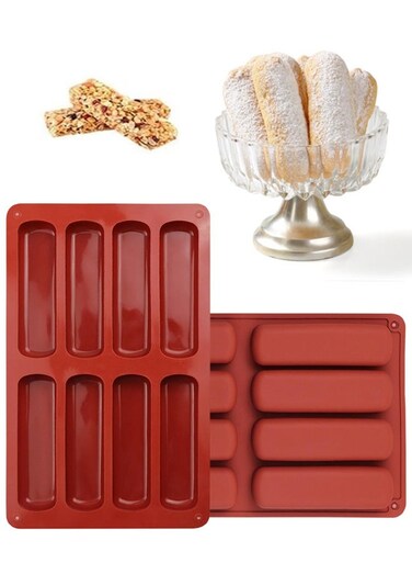 PCS Rectangle Silicone Granola Bar Moulds, 8 Cavity Non Stick High Temperature Resistant Baking Mold Energy Bar Maker for Chocolate Bread Biscuit Brownie Pudding Soap