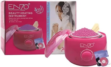 PrecisionWare Enzo EN-1102B Professional Wax Heater With Hair Removal Wax Beans, Efficient And Easy-To-Use Home Waxing Kit For Smooth, Silky Skin, Intl Version (Pink)