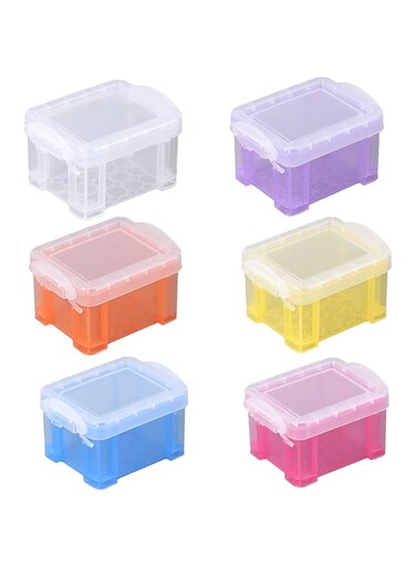 6 Pack Small Plastic Storage Box Really Useful Box Mini Storage Boxes Organiser Box With Lids (8.5*6.5*5CM/3.34*2.6*2inch)