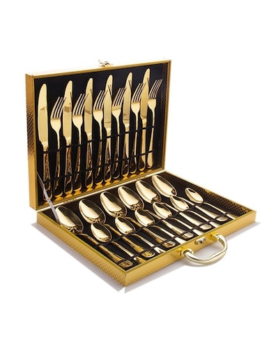 Stainless Steel Cutlery Set Kitchen Utensils Set Surface Texture-Free Western Tableware Suitable For Home Kitchen Restaurant Hotel Party Dining Picnic Dining Exquisite Packaging Gift Golden