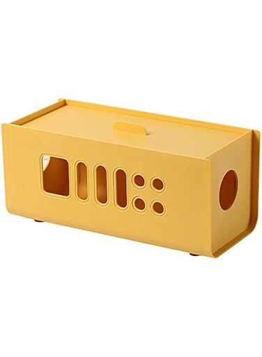 THE WHITE SHOP Router Shelf Wall Mount WiFi Router Storage Box, Modern Desktop Storage Box, Light Weight Power Strip Protector Hider, Decorative Cable Management Box, Organizer Box(YELLOW)