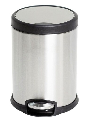 Stainless Steel Step Trash Bin   5L Round Wastebasket with Soft-Close Lid   Durable Recycle Bin with Cantilever Foot Pedal   Compact &amp; Stylish for Home, Office, Bathroom &amp; Kitchen Use