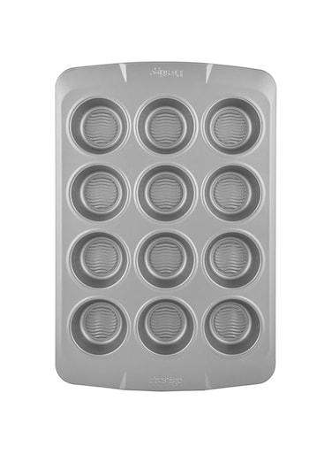 Prestige Muffin Tin With Bottom Design, 12 Cup, Grey