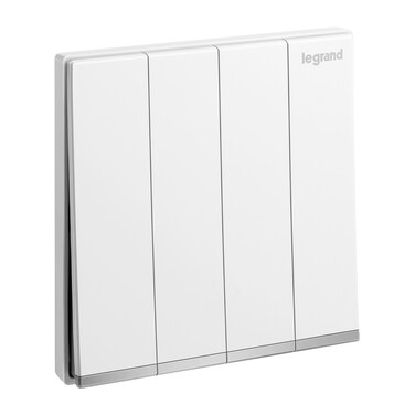 Legrand Galion 4-Gang 1-Way Switch, 16A 250V, White Finish &ndash; 282406