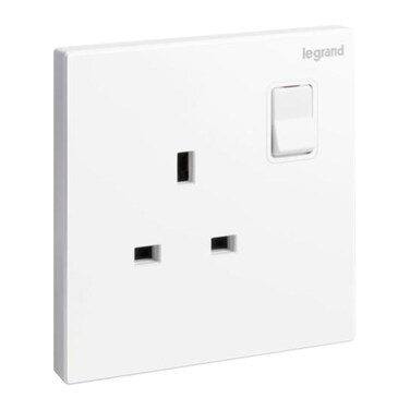 Legrand Galion Single Pole 13A Switched Socket Outlet with Earth Connection, British Standard, White &ndash; 282432