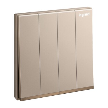 Legrand Galion 4-Gang 1-Way Switch, 16A 250V, Rose Gold Finish &ndash; 282406C1