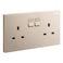 Legrand Galion 2-Gang 13A Switched Socket Outlet with Earth Connection, British Standard, Rose Gold &ndash; 282433C1