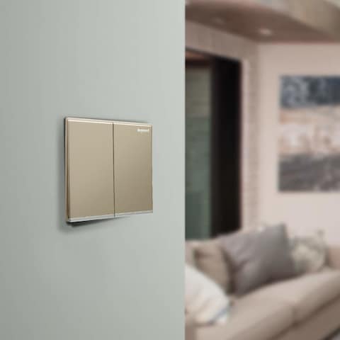 Legrand Galion 2-Gang 1-Way Switch, 16A 250V, Champagne Finish &ndash; 282402C2