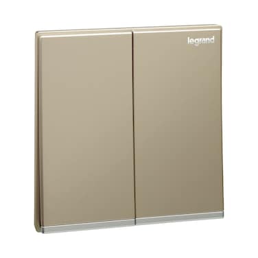 Legrand Galion 2-Gang 1-Way Switch, 16A 250V, Champagne Finish &ndash; 282402C2