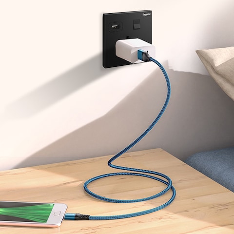 Legrand Galion1-Gang Single Pole Switched Socket Outlet with USB Charger, 13A 250V~ - Matt Black &ndash; 282434C