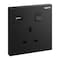 Legrand Galion1-Gang Single Pole Switched Socket Outlet with USB Charger, 13A 250V~ - Matt Black &ndash; 282434C
