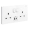 Legrand Galion - 2 gangs British Standard switched single pole socket outlet - 13A - with 3A type-A and type-C USB chargers &ndash; White &ndash; 282443