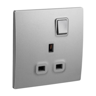 Legrand Mallia Senses Single Pole 13A Switched Socket Outlet with Earth Connection, British Standard, Dark Silver &ndash; 281111DS