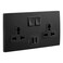Legrand Mallia Senses 2-Gang Multistandard Switched Socket Outlet with 3000mA Type A and C USB Chargers, Matte Black - 281123MB