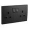 Legrand Mallia Senses 2-Gang, 13A Switched Socket Outlet with Earth Connection, British Standard, Matt Black - 281113MB