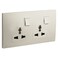 Legrand Mallia Senses 2-Gang 13A Multistandard Switched Socket Outlet with Earth Connection, Champagne &ndash; 281122CH