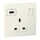Legrand Mallia Senses 1-Gang Single Pole Switched Socket Outlet with USB Charger, 13A 250V~ - Matt White - 281134MW