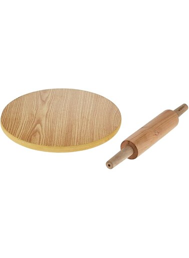 Chakla Wooden Roti Chapati Flatbread Tortilla Maker With Rolling Pin, 11" (28 Cm), Packaging May Vary