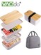 40oz Reusable Bento Lunch Box with Insulated Bag Utensil Set and Lid, Rectangle Lunchable Food Container with 4 Compartments Microwave/Freezer Safe White