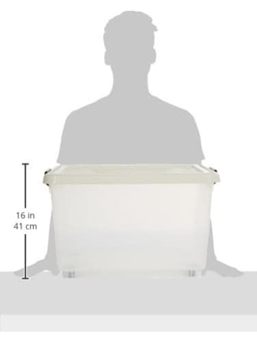 55L Clear Plastic Storage Set of 2 Box with Wheels &amp; Lockable Lid
