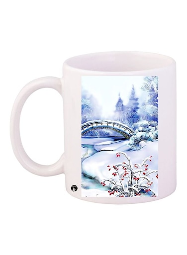 Nature Printed Coffee Mug White/Blue/Red