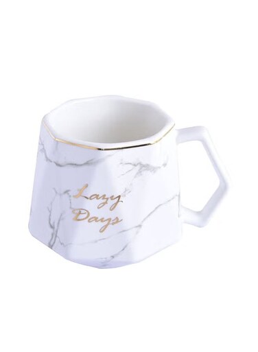 Diamond Marble Cup White 8x8x9.5cm