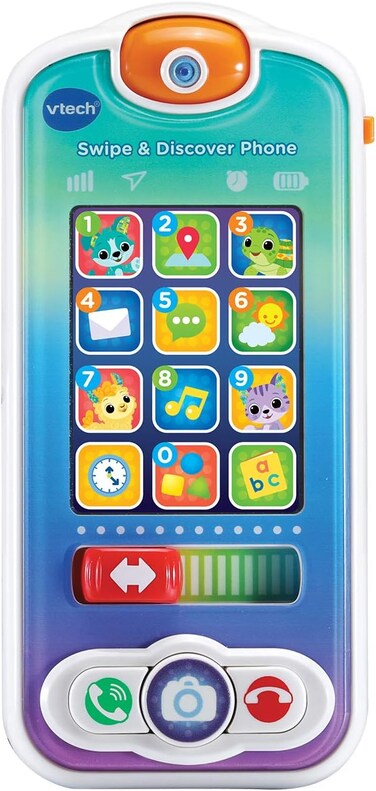 هاتف Vtech Swipe & Discover، هاتف لعب للأطفال الرضع من الجنسين، لعبة تفاعلية مع أضواء وأصوات، ألعاب هواتف للأطفال، لعبة تعليمية مع حيوانات وأرقام، مناسب للأطفال من عمر 6 أشهر فما فوق، نسخة إنجليزية