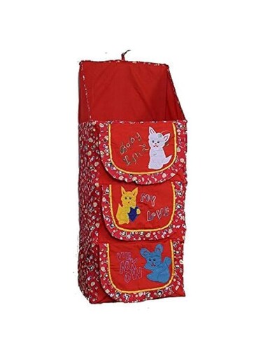 KUBER INDUSTRIES Baby Almirah Hanging Four Cabinet for Kids (Red) - 19x29x20 cm