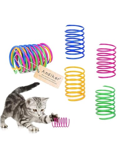 Andiker Cat Spiral Spring, 12 Pc Cat Creative Toy to Kill Time and Keep Fit Interactive Cat Toy Sturdy Heavy Plastic Spring Colorful Springs Cat Toy for Swatting, Biting, Hunting Kitten Toys