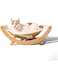 OFRANK Cat Hammock with 2 Fabrics- Wooden Cat Swing Bed- Modern Kitty Furniture, Gifts for Indoor and Outdoor Cats- Elevated Cat Bed