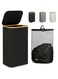 SIMPDIY Large Laundry Basket with Lid, 110L Tall Laundry Basket with Bamboo Handles for Clothes and Toys, Collapsible Laundry Hamper with Inner Bag for Bedroom and Bathroom (Black)