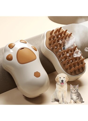 Incisae Cat Steam Brush - New Cat Claw 3 in 1 Cat Brush with Steam, Cat Steam Brush for Massage, Self Cleaning Steam Cat Brush, Pet Hair Cleaning Brush Comb for Cats Dogs (Brown)