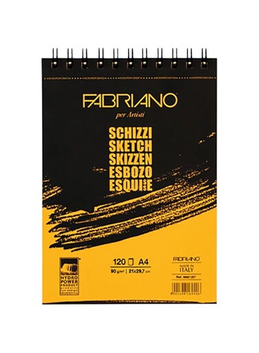 Fabriano Schizzi Sketch Pad, 90 gsm, 8" x 11", 120 Sheets
